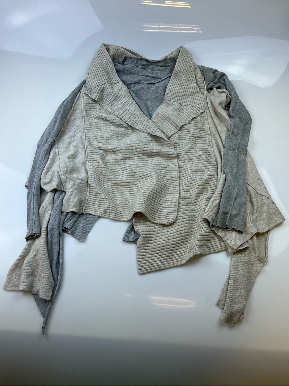Allsaints Grey & Beige Distressed Sweater N254-15